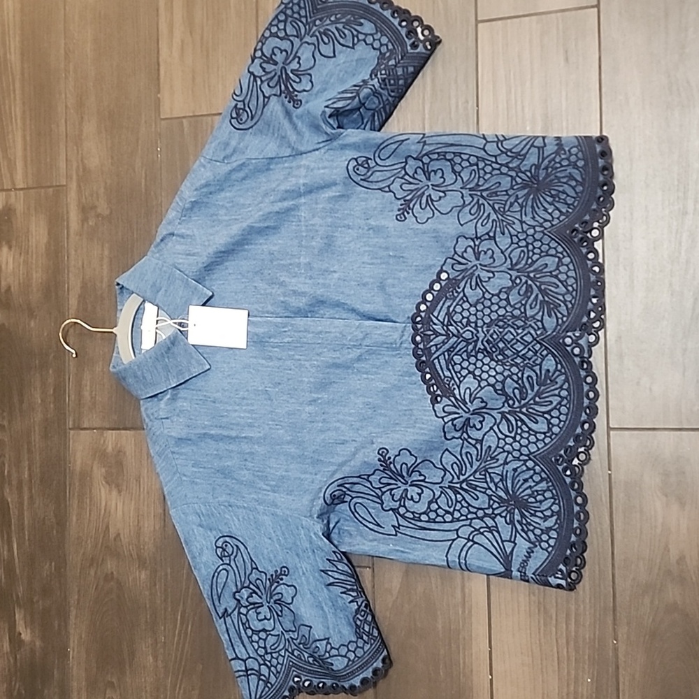 Zimmermann Indigo Embroidered Denim Shirt NWT